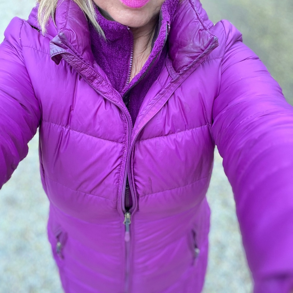 32 Degrees Purple Puffer Jacket High Collar Quilted Design
